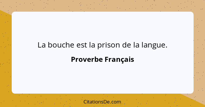 La bouche est la prison de la langue.... - Proverbe Français