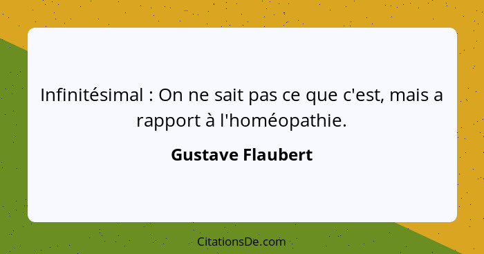 Infinitésimal : On ne sait pas ce que c'est, mais a rapport à l'homéopathie.... - Gustave Flaubert