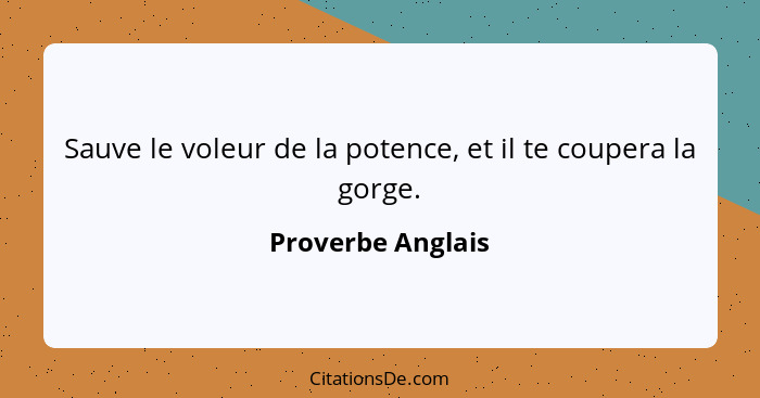 Sauve le voleur de la potence, et il te coupera la gorge.... - Proverbe Anglais