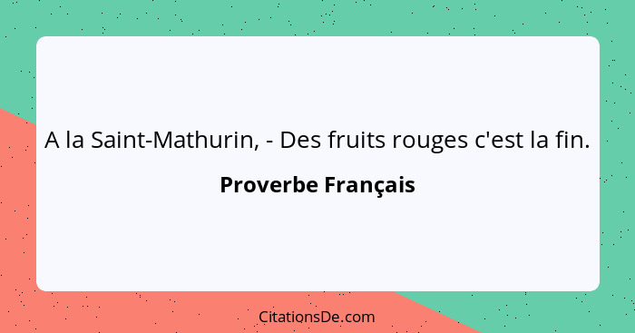 A la Saint-Mathurin, - Des fruits rouges c'est la fin.... - Proverbe Français