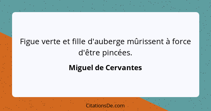 Figue verte et fille d'auberge mûrissent à force d'être pincées.... - Miguel de Cervantes