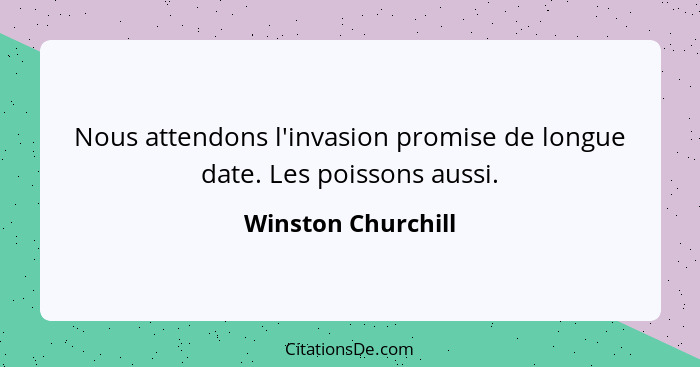 Nous attendons l'invasion promise de longue date. Les poissons aussi.... - Winston Churchill