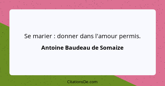 Se marier : donner dans l'amour permis.... - Antoine Baudeau de Somaize