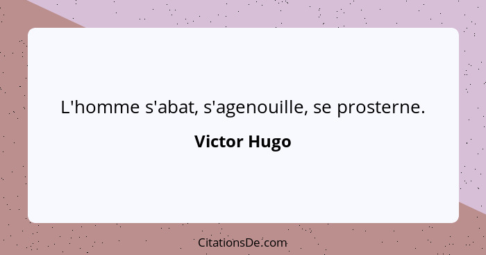 L'homme s'abat, s'agenouille, se prosterne.... - Victor Hugo