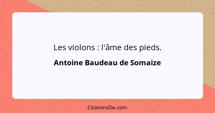 Les violons : l'âme des pieds.... - Antoine Baudeau de Somaize