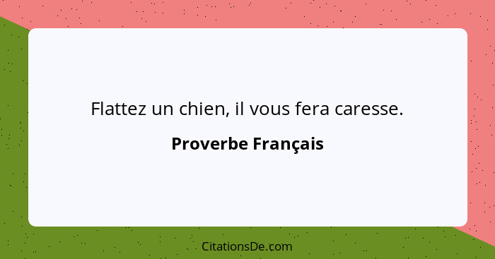 Flattez un chien, il vous fera caresse.... - Proverbe Français