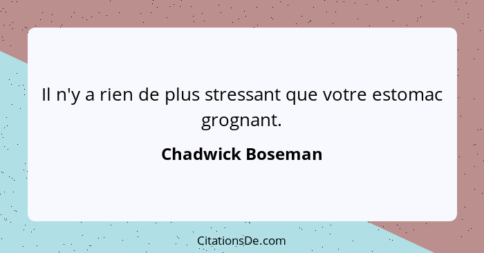 Il n'y a rien de plus stressant que votre estomac grognant.... - Chadwick Boseman