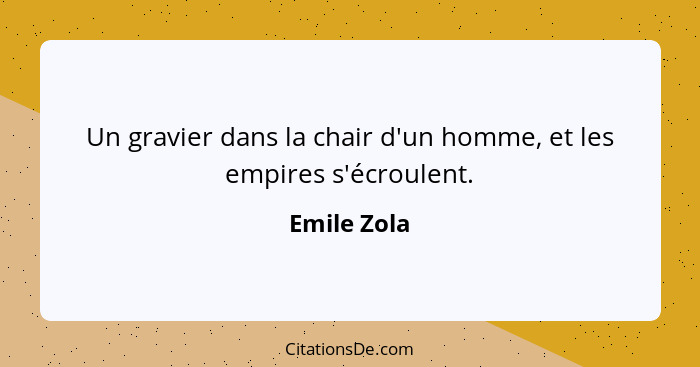 Un gravier dans la chair d'un homme, et les empires s'écroulent.... - Emile Zola