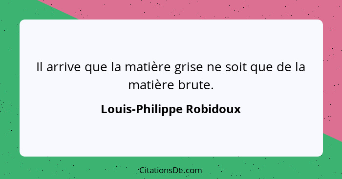 Il arrive que la matière grise ne soit que de la matière brute.... - Louis-Philippe Robidoux