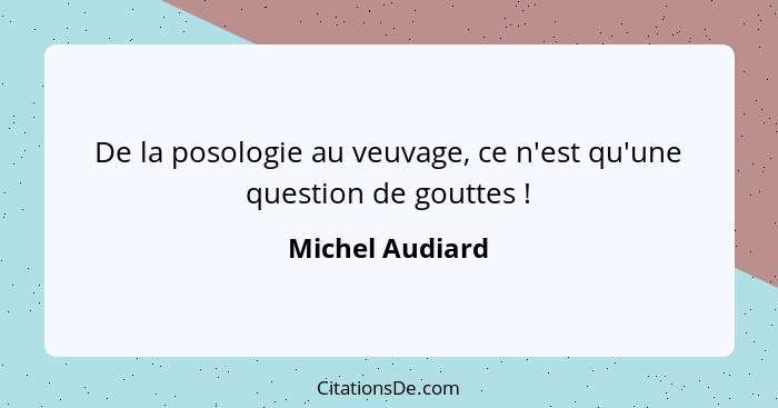 De la posologie au veuvage, ce n'est qu'une question de gouttes !... - Michel Audiard