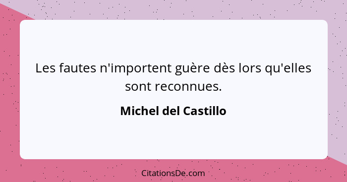 Les fautes n'importent guère dès lors qu'elles sont reconnues.... - Michel del Castillo