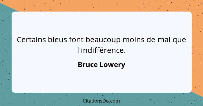 Certains bleus font beaucoup moins de mal que l'indifférence.... - Bruce Lowery