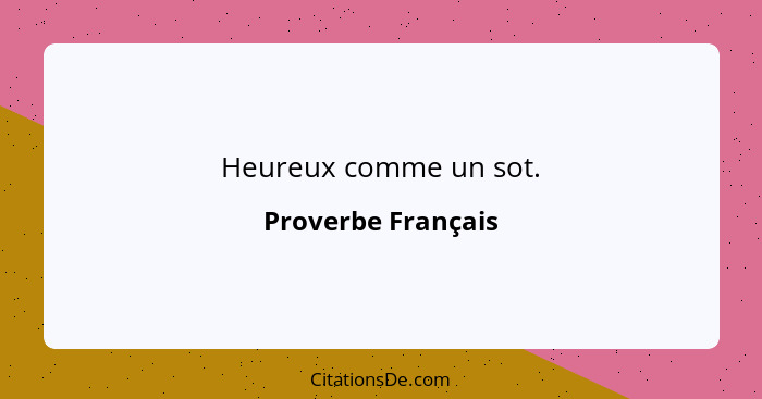 Heureux comme un sot.... - Proverbe Français