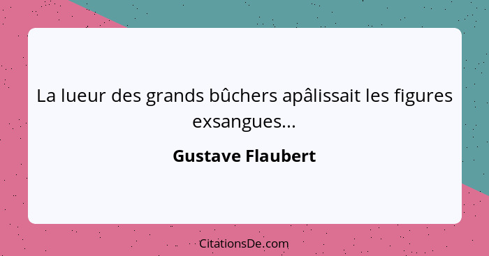 La lueur des grands bûchers apâlissait les figures exsangues...... - Gustave Flaubert