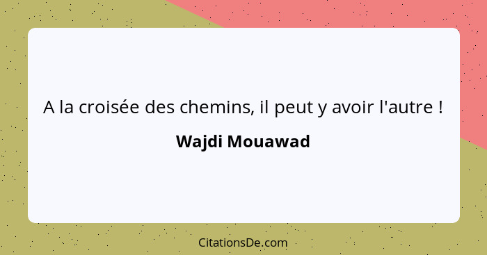 A la croisée des chemins, il peut y avoir l'autre !... - Wajdi Mouawad