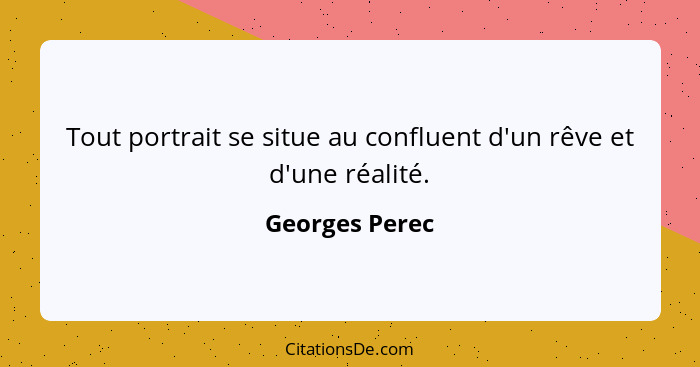 Tout portrait se situe au confluent d'un rêve et d'une réalité.... - Georges Perec