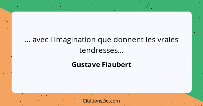 ... avec l'imagination que donnent les vraies tendresses...... - Gustave Flaubert
