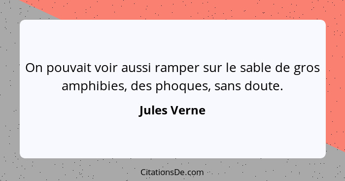 On pouvait voir aussi ramper sur le sable de gros amphibies, des phoques, sans doute.... - Jules Verne