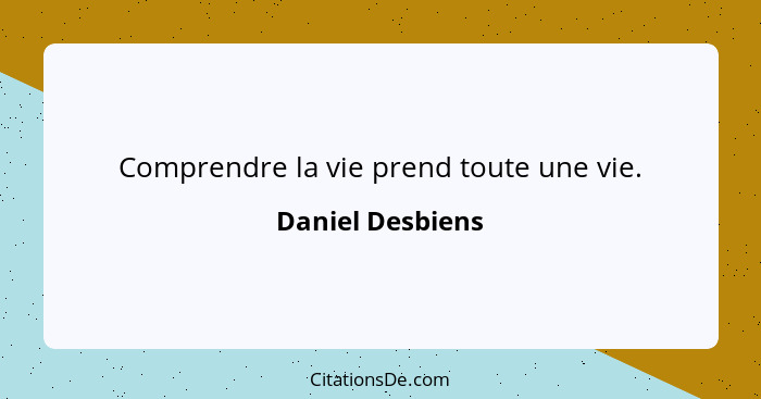 Comprendre la vie prend toute une vie.... - Daniel Desbiens