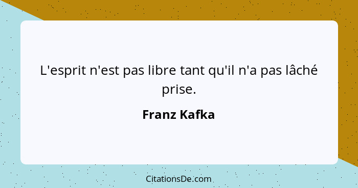 L'esprit n'est pas libre tant qu'il n'a pas lâché prise.... - Franz Kafka