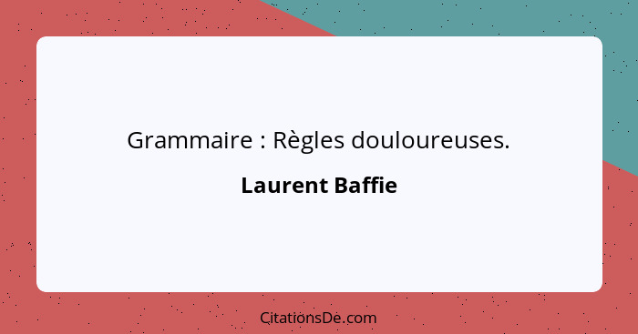 Grammaire : Règles douloureuses.... - Laurent Baffie