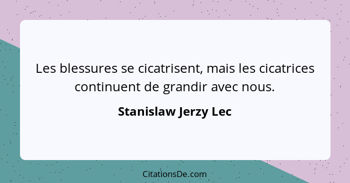 Les blessures se cicatrisent, mais les cicatrices continuent de grandir avec nous.... - Stanislaw Jerzy Lec