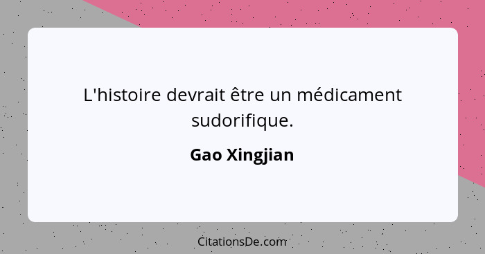 L'histoire devrait être un médicament sudorifique.... - Gao Xingjian