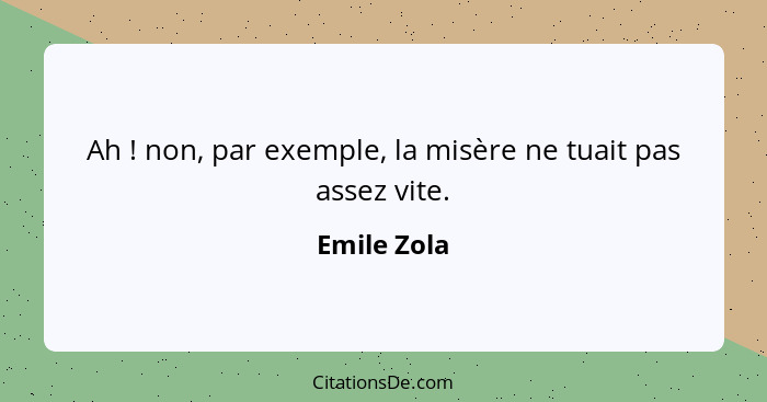 Ah ! non, par exemple, la misère ne tuait pas assez vite.... - Emile Zola