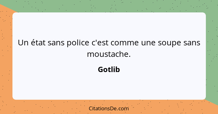 Un état sans police c'est comme une soupe sans moustache.... - Gotlib