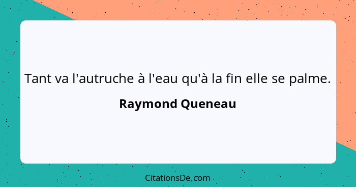 Tant va l'autruche à l'eau qu'à la fin elle se palme.... - Raymond Queneau