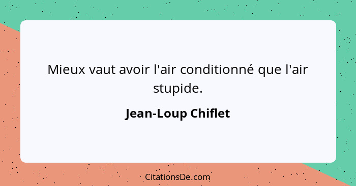 Mieux vaut avoir l'air conditionné que l'air stupide.... - Jean-Loup Chiflet