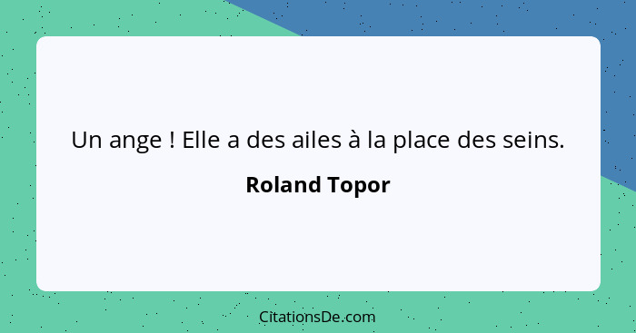 Un ange ! Elle a des ailes à la place des seins.... - Roland Topor