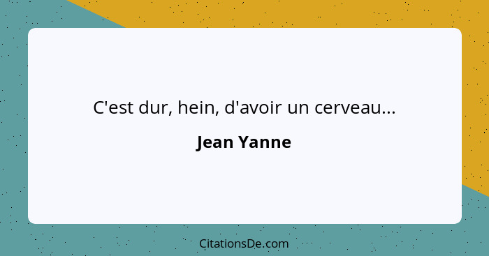 C'est dur, hein, d'avoir un cerveau...... - Jean Yanne