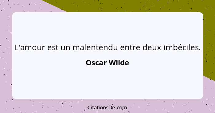 L'amour est un malentendu entre deux imbéciles.... - Oscar Wilde