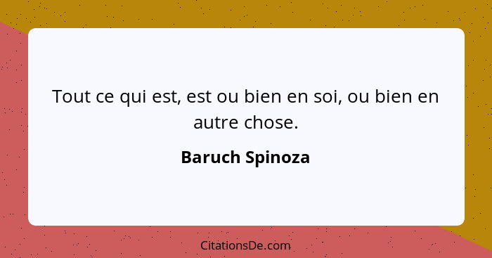 Tout ce qui est, est ou bien en soi, ou bien en autre chose.... - Baruch Spinoza