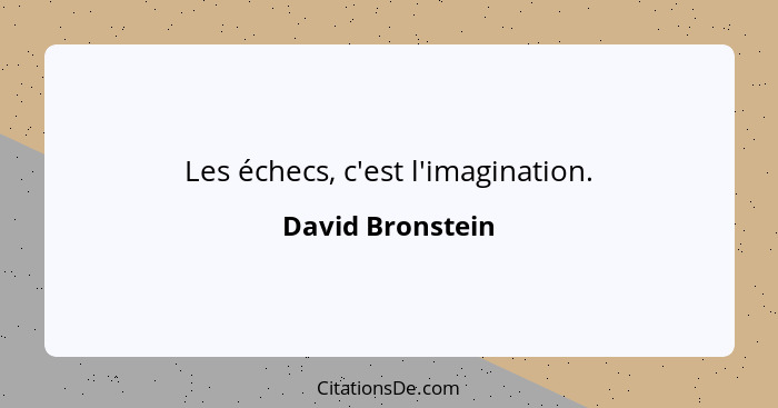 Les échecs, c'est l'imagination.... - David Bronstein