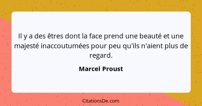 Il y a des êtres dont la face prend une beauté et une majesté inaccoutumées pour peu qu'ils n'aient plus de regard.... - Marcel Proust