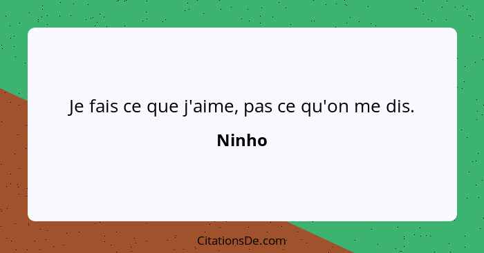 Je fais ce que j'aime, pas ce qu'on me dis.... - Ninho