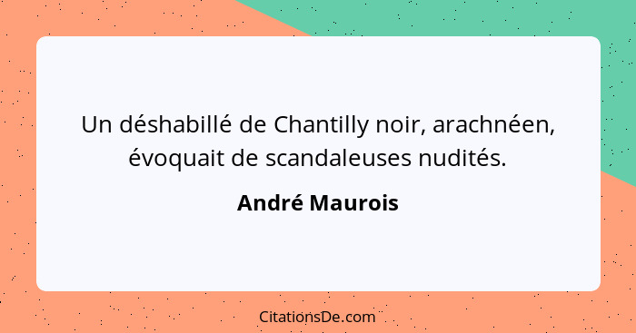 Un déshabillé de Chantilly noir, arachnéen, évoquait de scandaleuses nudités.... - André Maurois