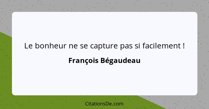 Le bonheur ne se capture pas si facilement !... - François Bégaudeau