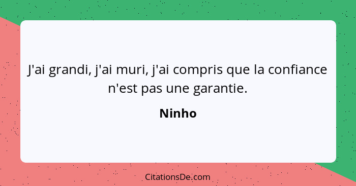 J'ai grandi, j'ai muri, j'ai compris que la confiance n'est pas une garantie.... - Ninho