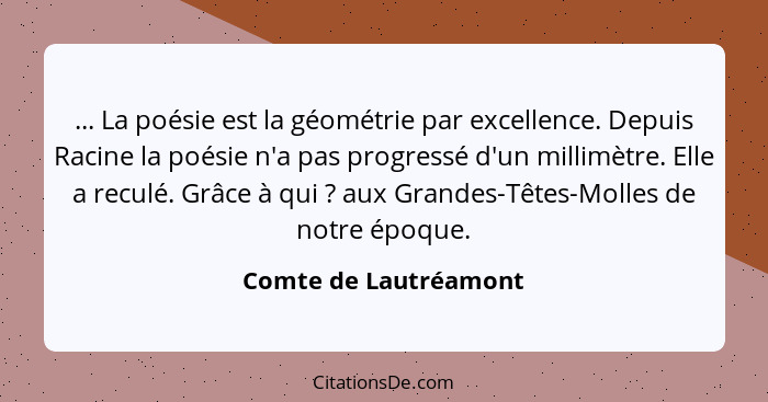 Comte De Lautreamont La Poesie Est La Geometrie Par Ex