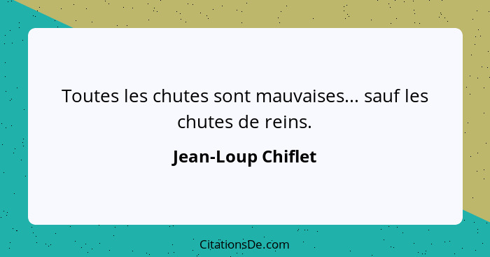 Toutes les chutes sont mauvaises... sauf les chutes de reins.... - Jean-Loup Chiflet