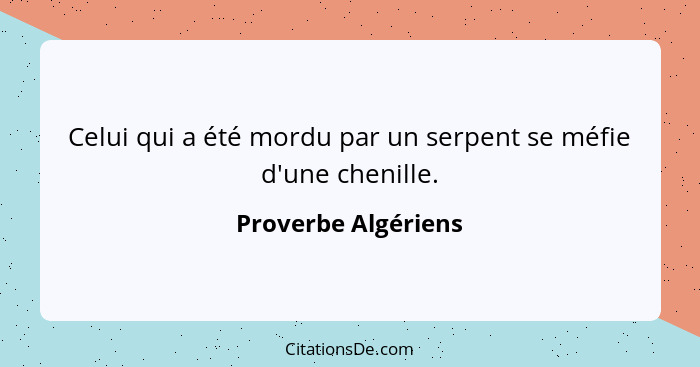 Proverbe Algeriens Celui Qui A Ete Mordu Par Un Serpent Se