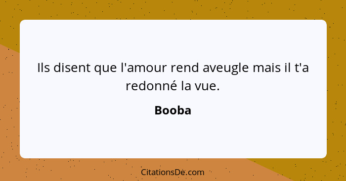 Ils disent que l'amour rend aveugle mais il t'a redonné la vue.... - Booba