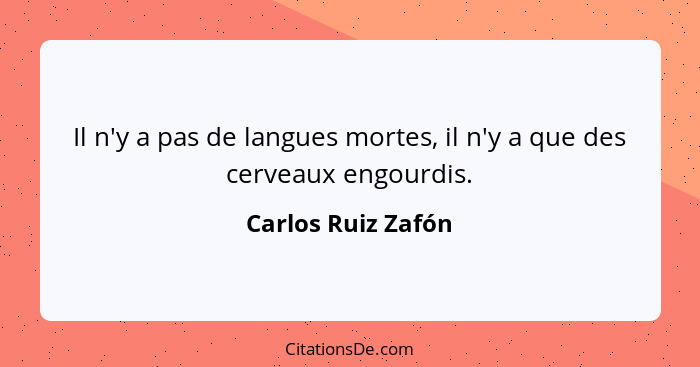 Il n'y a pas de langues mortes, il n'y a que des cerveaux engourdis.... - Carlos Ruiz Zafón