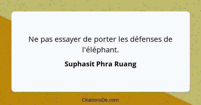 Ne pas essayer de porter les défenses de l'éléphant.... - Suphasit Phra Ruang