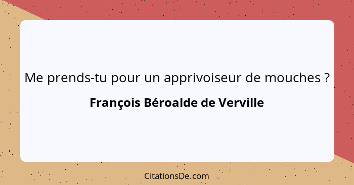 Me prends-tu pour un apprivoiseur de mouches ?... - François Béroalde de Verville