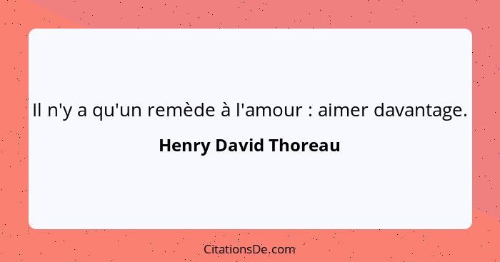 Il n'y a qu'un remède à l'amour : aimer davantage.... - Henry David Thoreau