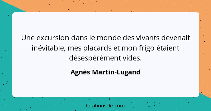 Une excursion dans le monde des vivants devenait inévitable, mes placards et mon frigo étaient désespérément vides.... - Agnès Martin-Lugand